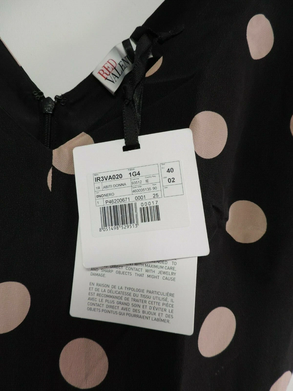 Abito rosso Valentino nero a pois taglia 40 UK taglia 8 prezzo consigliato £ 435 DH009 VV 12