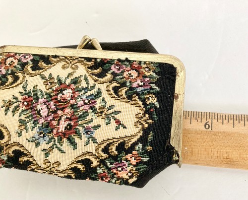 Vintage Tapestry Coin Purse Mirrored Metal Frame - Picture 5 of 6