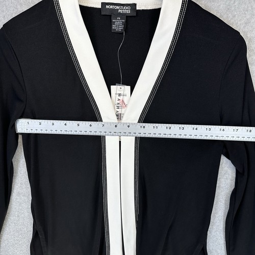 Norton Studio Petite Womens Cardigan Size PS Black & White Long Sleeve New Tags - Picture 3 of 12