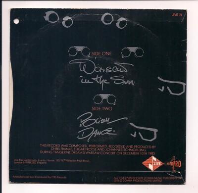 TANGERINE DREAM - Warsaw in the sun / Polish dance 45 UK 1984 PS 7