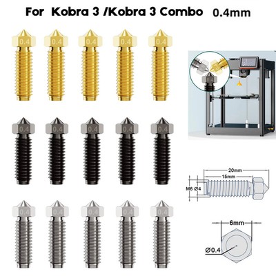 Verbesserte Düse für Anycubic Kobra 3 Volcano 3D Drucker Zubehör 0.4mm Düse *2/5