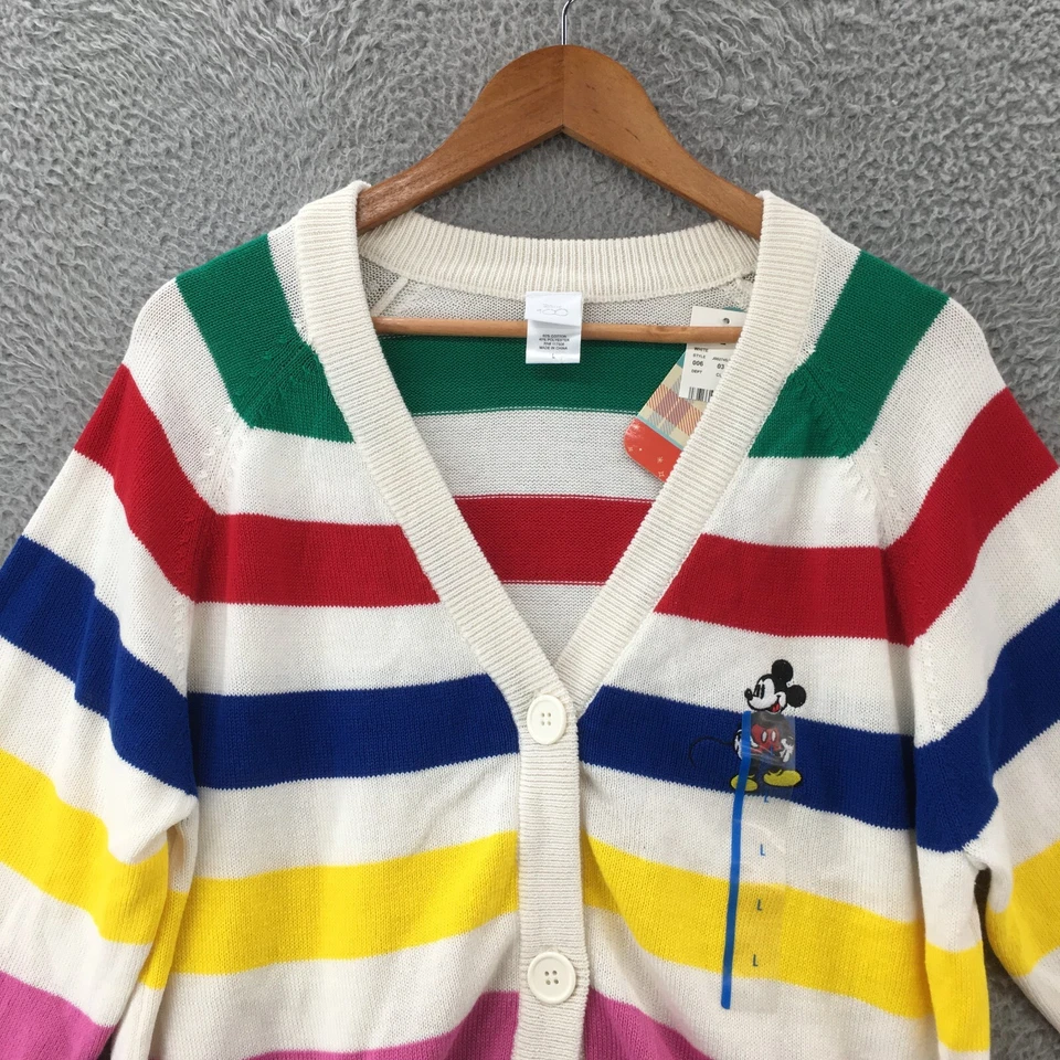Cardigã Disney 100 Botões Feminino L Multicolorido Algodão Mickey Mouse Ícone NOVO - Imagem 2 de 4
