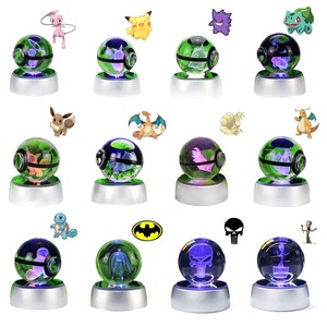 Pokemon Pokeball 3d Led Palla Di Cristallo Luce Notturna Lampada Regalo Ebay