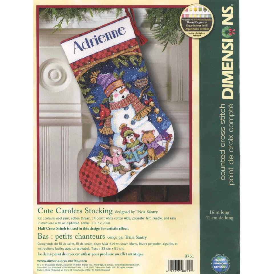 Dimensions Kreuzstich Stickpackung "Weihnachtsstrumpf Süßer Weihnachtssänger", Z - Bild 3 von 3