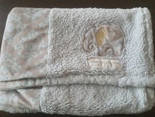 Blankets  Beyond Baby Blanket Elephant Blue Gray square plush Sherpa 30" lovey