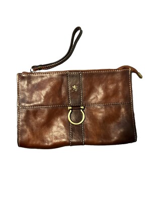 Pratesi Firenze Italian Leather Women's Clutch Wristlet Hand Bag