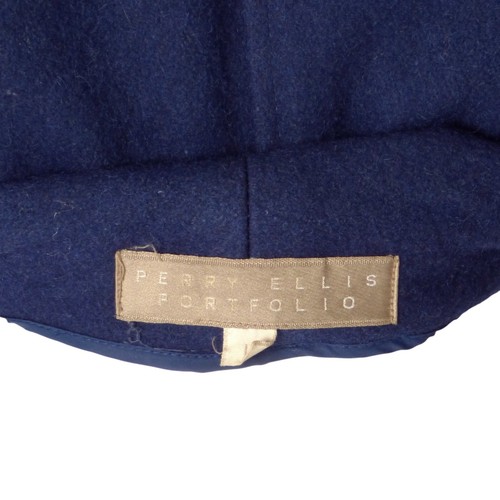 PERRY ELLIS- 1980s Navy Wool Coat, Size 10 - Picture 4 of 4