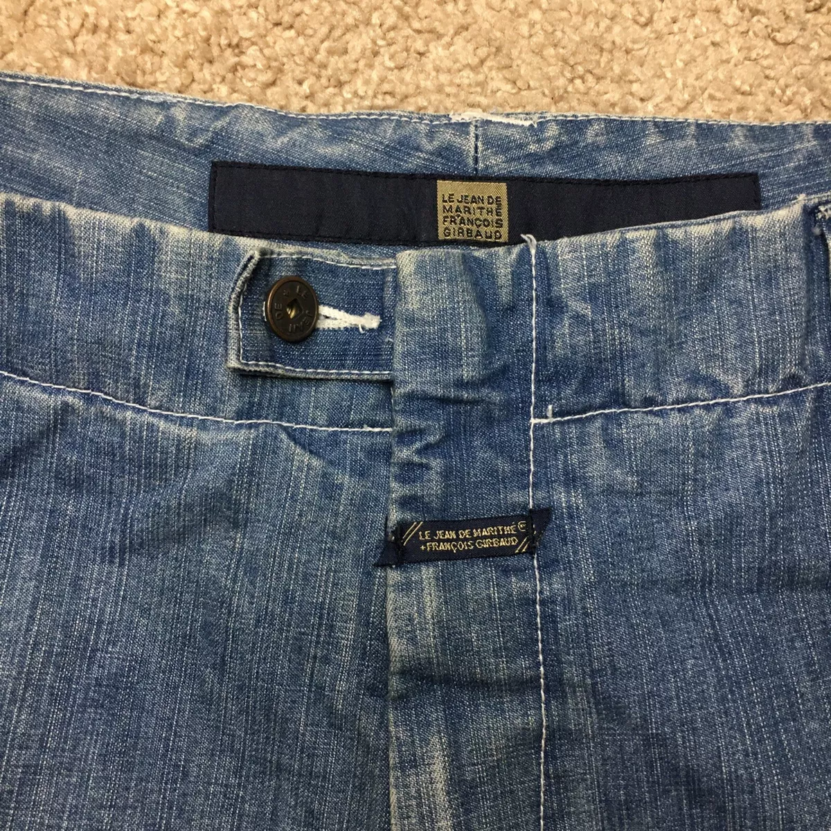 Vtg Marithe Francois Girbaud Taped Shuttle Spellout Logo Denim Jeans 40 X 33