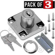 Cam Lock Silver Door Furniture Cabinet Letter Drawer Cupboard 3 Locks 6 Keys