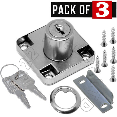 Vorreiberschloss Silber Tür Möbel Schrank Brief Schubladenschrank 3 Schlösser 6 Schlüssel