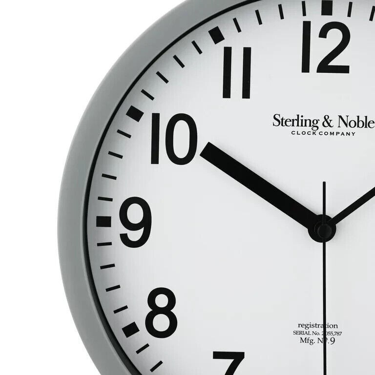 8.78" Analog Wall Clock Large Modern Home Office Mirror Surface Decor Gray