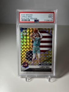 2020-21 Mosaic Basketball Reactive Yellow National Pride RC LaMelo Ball PSA 9