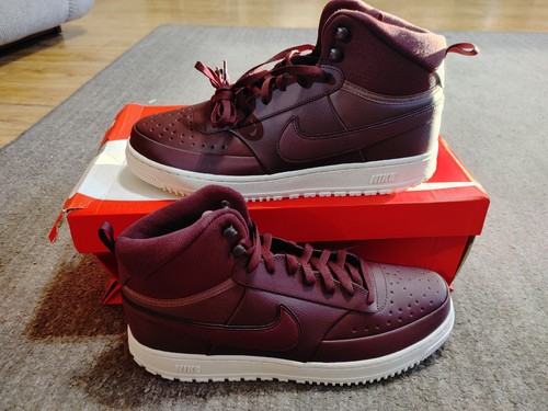 Nike Court Vision Mid-Top Winter Basketball Sneakers Shoes Sz 13 Burgundy Crush