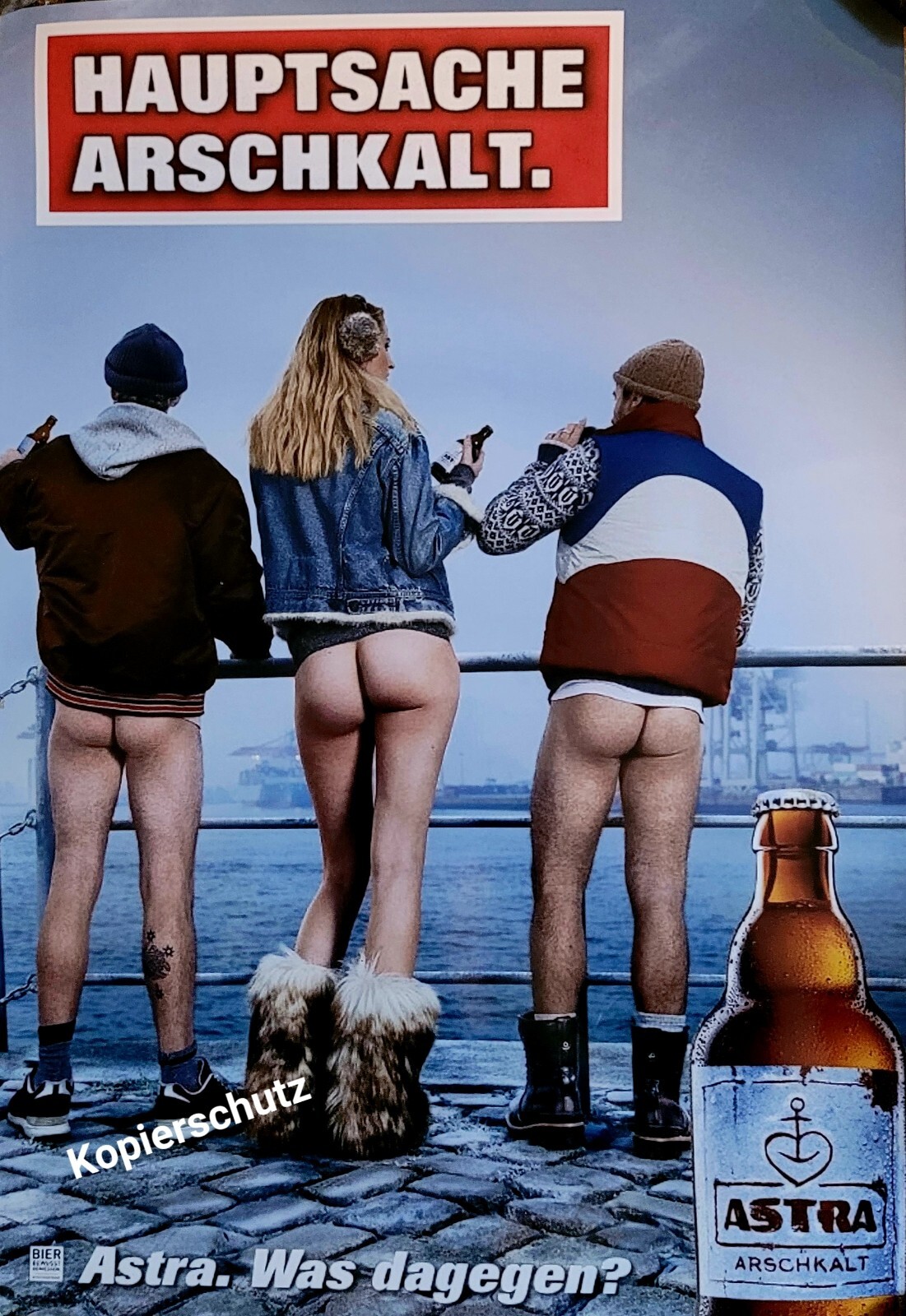 ASTRA BIER WERBUNG " HAUPTSACHE ARSCHKALT " / FOTO / BILD , TOP BLICKFANG