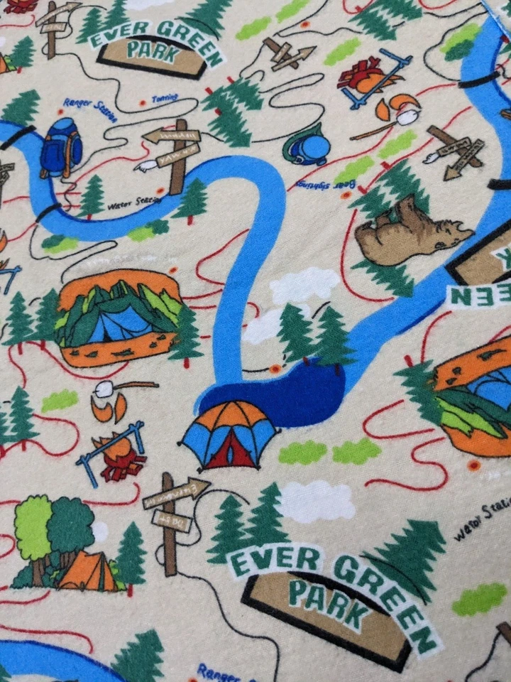 Camping Themed Fabric Flannel Park Outdoors 2.8 Yards Ever Green Park Material - Image 4 of 4