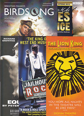 6 theatre flyers, incl Lion King, Equus (starring Daniel Radcliffe) Jailhouse