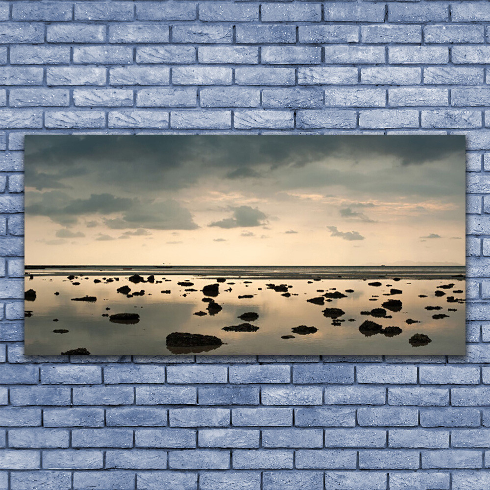 Tableau sous verre 140x70 cm d'un paysage d'eau pour décoration murale