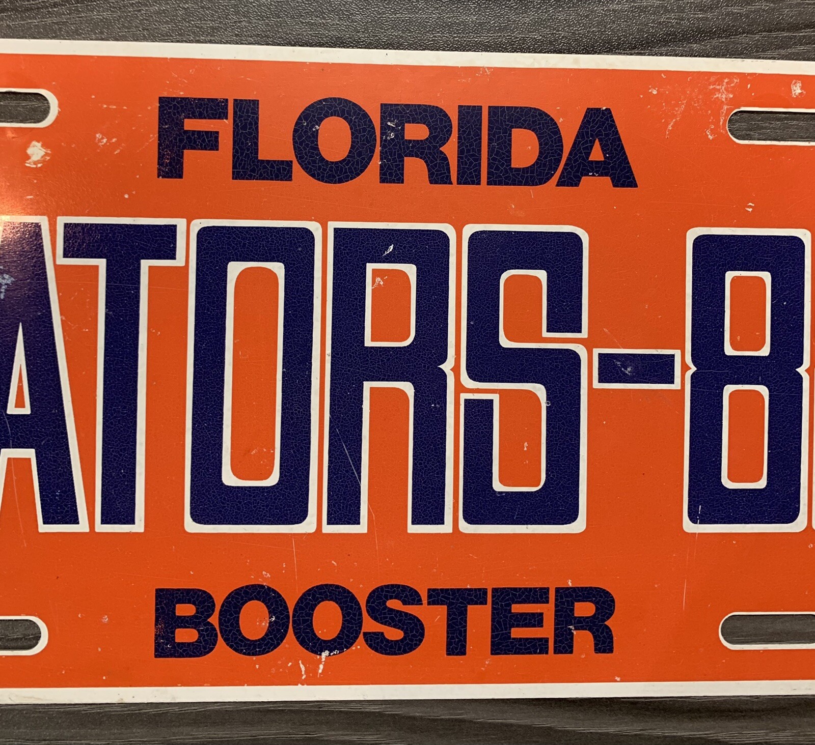 Florida Gators 1982 Metal Booster License Plate Orange And Blue 41