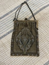 Vintage 1900 s Art Nouveau French Cut Steel Bead Purse 7 x 5.5 inch AS IS