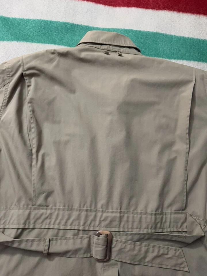 Chaqueta de Campo Vintage Cabelas 6-086 Caza Pesca Safari Caqui Beige Cinturón XL Foto 4 de 4