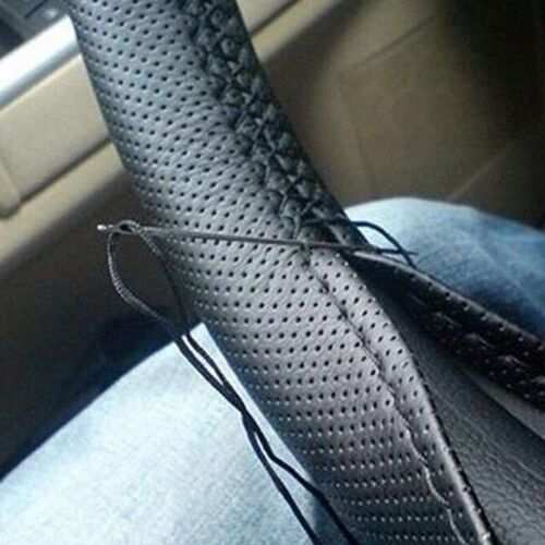 Wheel New Steering Set Leather Black Sleeve With Thread Cover Car Diy Needles