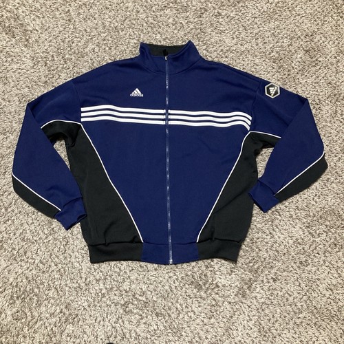 Felpa Adidas Notre Dame uomo full zip taglia large blu navy righe bianche - Foto 1 di 7