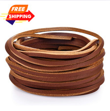 Flat Genuine Leather Cord - Natural Leather Lacing - Strip Cord Braiding