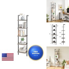 ELYKEN Ladder Shelf, 5-Tier Wood Wall Mounted Ladder Bookshelf HBS01O1