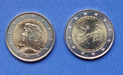 2 X 2 Euro  Monaco 2012+2013 - 20 Jahre UNO und 500 Jahre Lucien von Monaco  - Bild 1 von 2