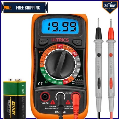 2000 Counts Battery-Powered Digital Multimeter with Backlit LCD - Compact Design