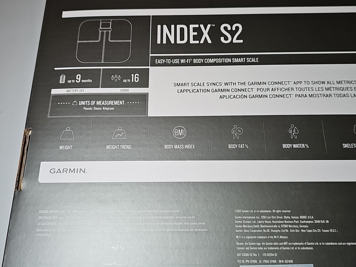 GARMIN Index S2 Black・正常動作・2024年購入 Garmin Index™ S2 | Body Weight Scale
