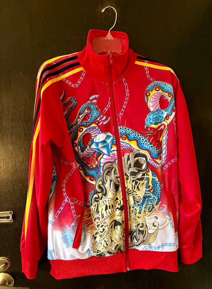Chaqueta deportiva vintage Y2K Christian Audigier multicolor sobreimpresa talla XL para hombre Foto 3 de 4