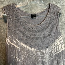 Womens Trapeze Rayon Midi Dress OS Boho Hippie Indie Artsy Flowy Oversized Gray