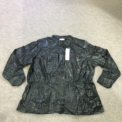 Calvin Klein Jacket Womens 1X Black Modern Essentials Faux Leather Shacket