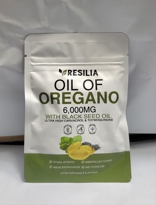 Resilia Oil of Oregano 6000mg with Black Seed Oil Softgels   60 Capsules 1xPk