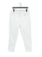 Topshop Women's Jeans W 34 in; L 30 in White Cotton with Elastane, Polyester Mom