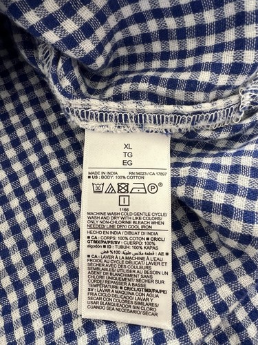Old Navy Womens Gauze Blouse. Blue White Gingham Boxy Button Up, Size XL. EUC. - Picture 5 of 5