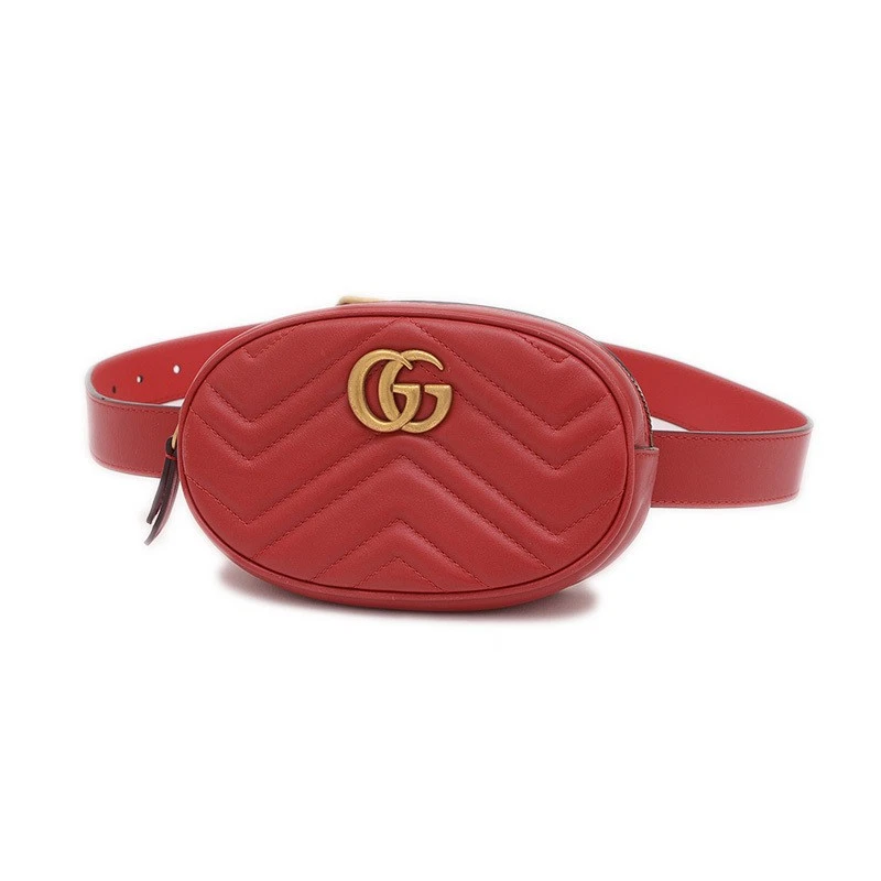 Sac ceinture matelassé Gucci GG Marmont cuir rouge 476434