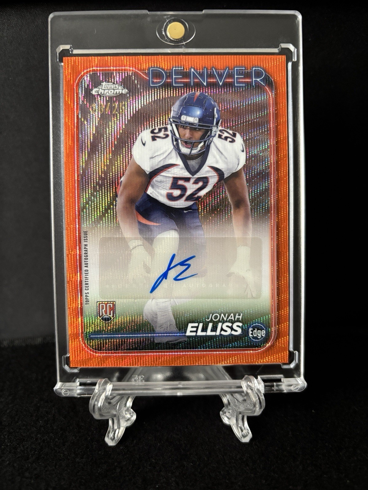 Jonah Elliss Topps Chrome Rookie Autographs Variations #RAJEL Orange Wave