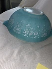 Vintage Pyrex 4Qt Mixing Bowl #444 Turquoise Blue Cinderella Amish Butterprint