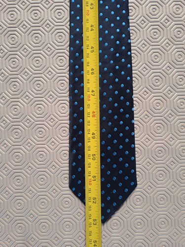 Holliday & braune dunkelblaue Seidenkrawatte. Tupfenmuster Hand Made in England - Bild 3 von 8