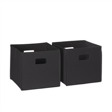 Collapsible Fabric Storage Cube Bin with Handles 2 Pack Black