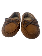 Cat Jack Brown Moccasin Slippers Faux Fur Bow Unisex Kids Size 6