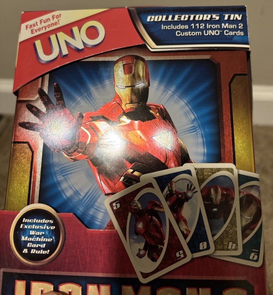 Iron Man 2 UNO Collectors Tin RARE VHTF - Marvel Game Metal War Machine Card - Image 3 of 3