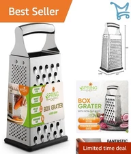 Large Stainless Steel Cheese Grater 4-Sided Handheld Kitchen Food Shredder