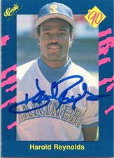 Harold Reynolds Signed 1990 Classic Blue Seattle Mariners #128 Autographed