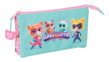Safta SUPERKITTIES   Triple Pencil Case, Children's Pencil Case, Ideal for Schoo
