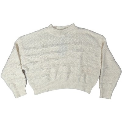 Area Stars Ivory Textured Mock Neck Cropped Leila Sweater Women Size M