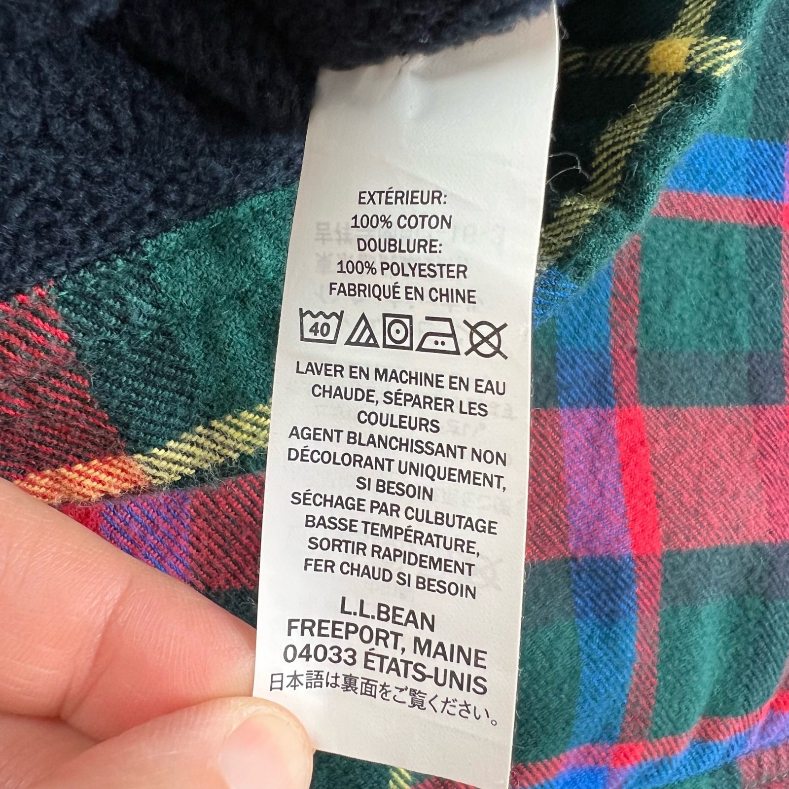 L.L. Bean Fleece Lined Plaid button-down shirt men's size XLT Traditional Fit 