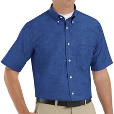 Red Kap Men's Short Sleeve Executive Oxford Dress Shirt French Blue Sz 16.5 Neck